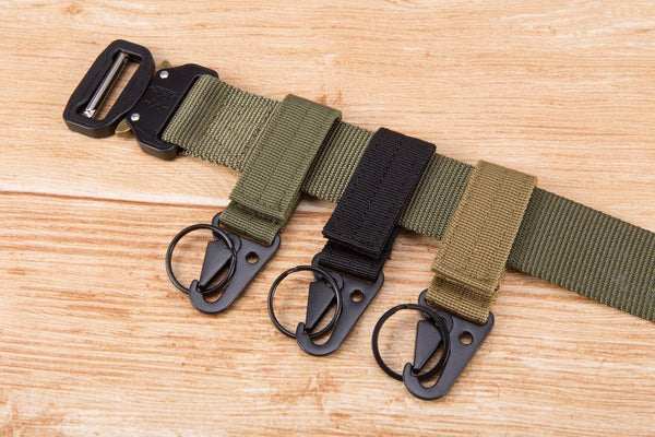 Planet Gates Keychain Military nylon metal button Oyster mouth shape Paste belts Cool alloy buckle men eagle belt