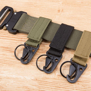 Planet Gates Keychain Military nylon metal button Oyster mouth shape Paste belts Cool alloy buckle men eagle belt