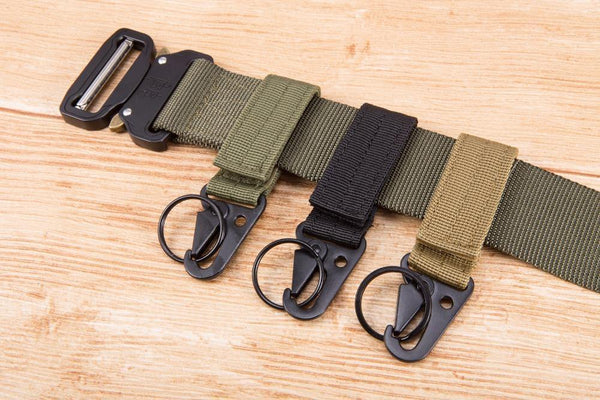 Planet Gates Keychain Military nylon metal button Oyster mouth shape Paste belts Cool alloy buckle men eagle belt