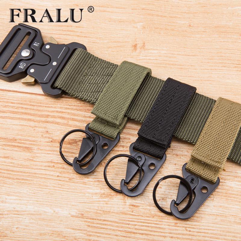 Planet Gates Keychain Military nylon metal button Oyster mouth shape Paste belts Cool alloy buckle men eagle belt
