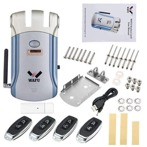 Planet Gates Keyless Entry Electronic Remote Door Lock Invisible Intelligent Lock Wireless iOS Android APP Unlocking With 4 Remote Keys