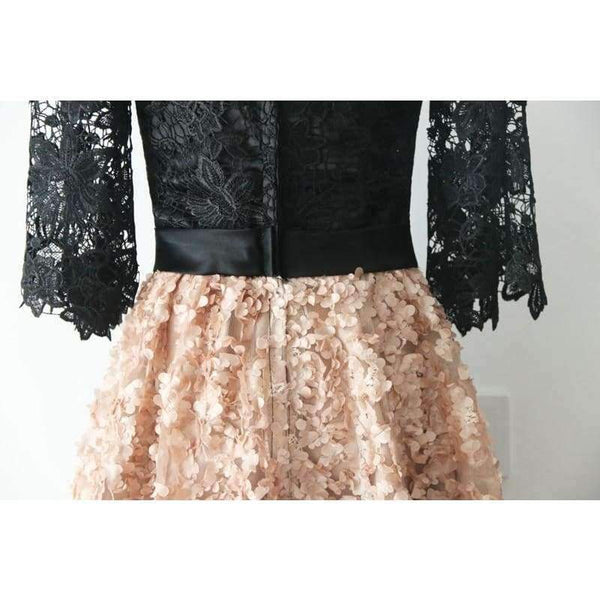 Planet Gates Khaki / 10 New Evening Dress Black With Khaki Color Lace Floor-length Long Prom Party Gowns