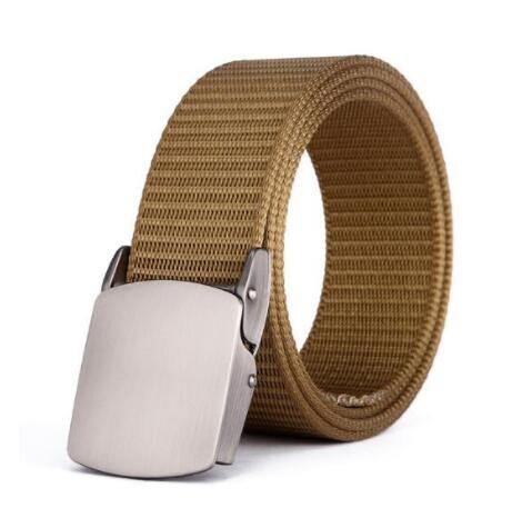 Fashion Male Black Nylon Belt Outdoor Metal Automatic Buckle Canvas Belts Casual Pants Cool Wild Luxury Waist Belts