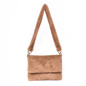 Planet Gates Khaki / 23cm x 18cmx 2cm Women Winter Faux Fur Shoulder Bag Fashion Handbag lady Leopard print Handbags Female Party Small Girls Tote Bag Christmas Gift