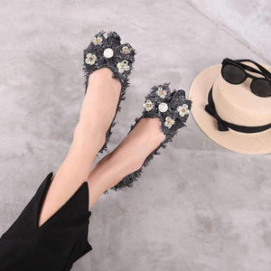 Planet Gates Khaki / 37 Ladies Shoe 2018 Butterfly-knot Crystal Ballerinas Fashion Women Fringe Denim Ballet Flats Basic Shallow Women Flats size 34-38
