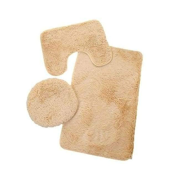 Planet Gates Khaki 3pc Bathroom Set Rug Contour Mat Toilet Lid Cover Plain Solid Color Bathmats Bathroom Set Bathroom Products dropshipping 18jun21