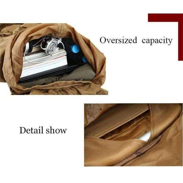 Planet Gates Khaki / 50 - 70L 70L Big Capacity Outdoor Sports Bag Military Tactical Backpack Hiking Camping Waterproof Wear-resisting Nylon Rucksack