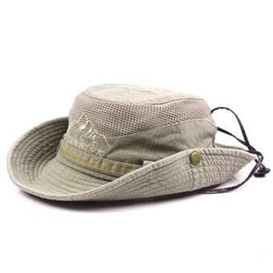 Planet Gates khaki / 58-60cm Men's Cap Summer Mesh Breathable Retro 100% Cotton Bucket Hat Panama Jungle Fishing Hats Novelty Dad's Beach Cap