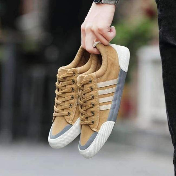 Planet Gates Khaki / 6.5 SHANTA Men Canvas Shoes 2018 Fashion Solid Color Men Vulcanized Shoes Lace-up Casual White Couple Shoes Men Sneakers
