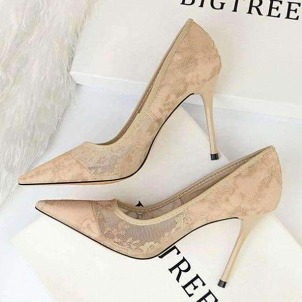 Planet Gates khaki / 6 Boussac Elegantní krajkové dámské boty na vysokém podpatku Průhledné květinové krajkové svatební boty Dámské sexy boty na párty se špičatou špičkou SWB0107