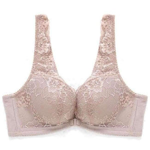 Planet Gates Khaki / 70A Seamless Wire Free Front Closure  Adjustable Lace Bra Women Thick Push Up Vest Small Breasts 5/8 Cup Sexy Underwear