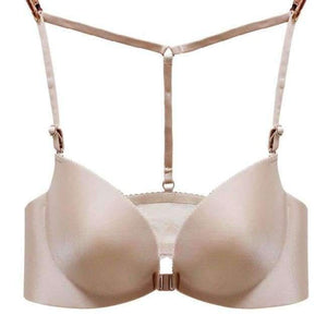 Planet Gates khaki / 70A Women Lycra Front Closure Y type Beauty Back Floral Lace Bra Sexy Female One - Piece Seamless Push Up backless Underwear