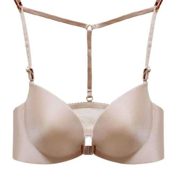 Planet Gates khaki / 70A Women Lycra Front Closure Y type Beauty Back Floral Lace Bra Sexy Female One - Piece Seamless Push Up backless Underwear