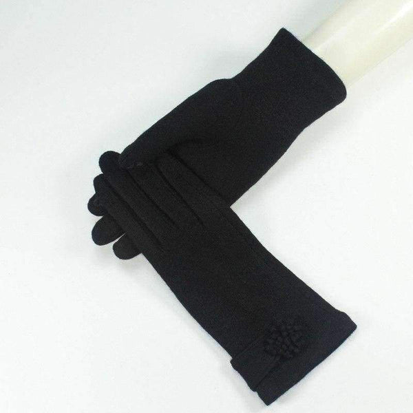 Planet Gates Khaki / Asia Free Size New Women Fashion Wool Cashmere Short Gloves Luxury Brand Warm Cashmere Gloves With Flower Winter Trendy Flower Gloves