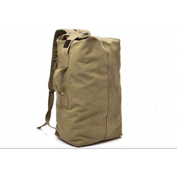 Planet Gates Khaki Big Outdoor Bacpkack Luggage Travel Large Army Bucket Bag Multifunctional Military Canvas Backpacks Sports Shoulder Bags XA188WA