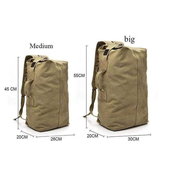 Planet Gates Khaki Big Outdoor Bacpkack Luggage Travel Large Army Bucket Bag Multifunctional Military Canvas Backpacks Sports Shoulder Bags XA188WA