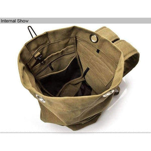 Planet Gates Khaki Big Outdoor Bacpkack Luggage Travel Large Army Bucket Bag Multifunctional Military Canvas Backpacks Sports Shoulder Bags XA188WA