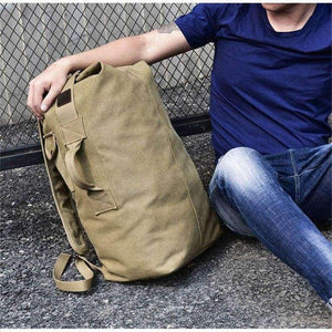 Planet Gates Khaki Big Outdoor Bacpkack Luggage Travel Large Army Bucket Bag Multifunctional Military Canvas Backpacks Sports Shoulder Bags XA188WA