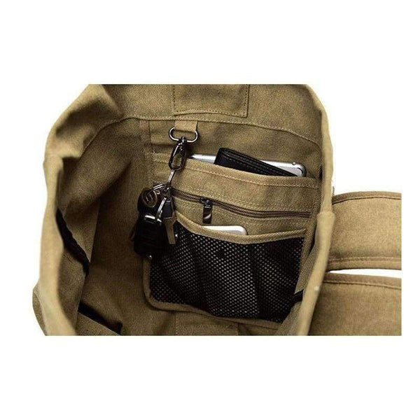 Planet Gates Khaki Big Outdoor Bacpkack Luggage Travel Large Army Bucket Bag Multifunctional Military Canvas Backpacks Sports Shoulder Bags XA188WA