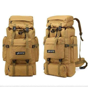 Planet Gates Khaki Camo Tactical Backpack Military Army Waterproof Hiking Camping Backpack Travel Rucksack Outdoor Sports Climbing Bag