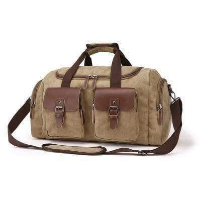 Planet Gates Khaki / China Canvas Leather Men Travel Bag European Style Travel Bags Handbag High Capacity Shoulder Bag Travel Crossbody Baggage