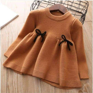 Planet Gates khaki color / 24M Baby Girls Knitted Dress  autumn winter Clothes children Toddler Tops Shirts for girl Kids princess Cotton Christmas Dresses