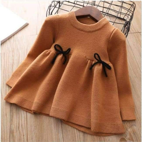 Planet Gates khaki color / 24M Baby Girls Knitted Dress  autumn winter Clothes children Toddler Tops Shirts for girl Kids princess Cotton Christmas Dresses