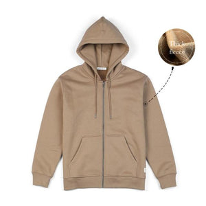 Planet Gates Khaki fleece / XXXL Winter New Cotton-Jersey Zip-Up Hoodie Men basic hooded Sweatshirts Comfortable Jogger Jackets Outerwear