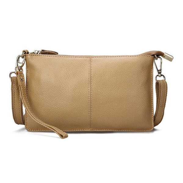 Planet Gates Khaki Genuine Leather Women Messenger Bag Famous Brand Female Shoulder Bag Envelope Clutch Bag Crossbody Bag Purse for Women 2018