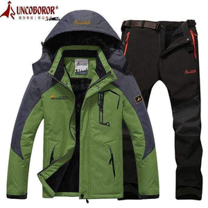 Planet Gates khaki greey pant / XL Winter Ski Jacket suits Men Waterproof Fleece Snow Jacket Thermal Coat Outdoor Mountain Skiing Snowboard Jacket Pant suits L-5XL