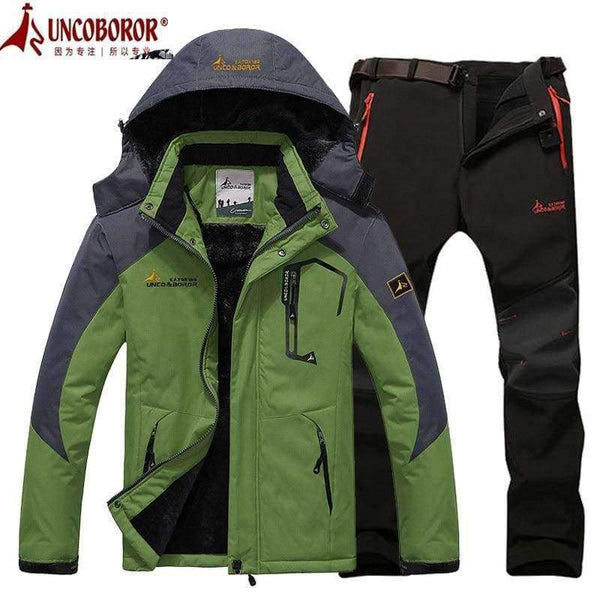 Planet Gates khaki greey pant / XL Winter Ski Jacket suits Men Waterproof Fleece Snow Jacket Thermal Coat Outdoor Mountain Skiing Snowboard Jacket Pant suits L-5XL