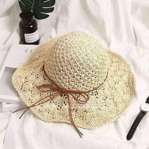 Planet Gates Khaki Handmade Weave Raffia Sun Hats For Women Black Ribbon Lace Up Large Brim Straw Hat Outdoor Beach Summer Caps Chapeu Feminino