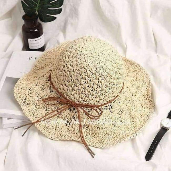 Planet Gates Khaki Handmade Weave Raffia Sun Hats For Women Black Ribbon Lace Up Large Brim Straw Hat Outdoor Beach Summer Caps Chapeu Feminino