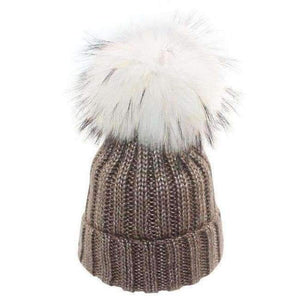 Planet Gates khaki / Kids for 46-52cm 2018 Winter Blends Women Beanies Knit Hat Real Pompoms Fur Ball Beanie Gorro Solid Caps Casual Knit Crochet Bonnet Cap Hats