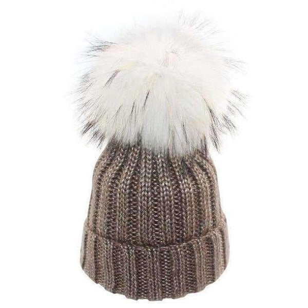 Planet Gates khaki / Kids for 46-52cm 2018 Winter Blends Women Beanies Knit Hat Real Pompoms Fur Ball Beanie Gorro Solid Caps Casual Knit Crochet Bonnet Cap Hats