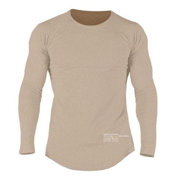 Men Casual Fashion Long Sleeve Cotton T-shirt Gyms Fitness Bodybuilding Workout Skinny Solid T Shirt Man Tee Tops Brand Clothing