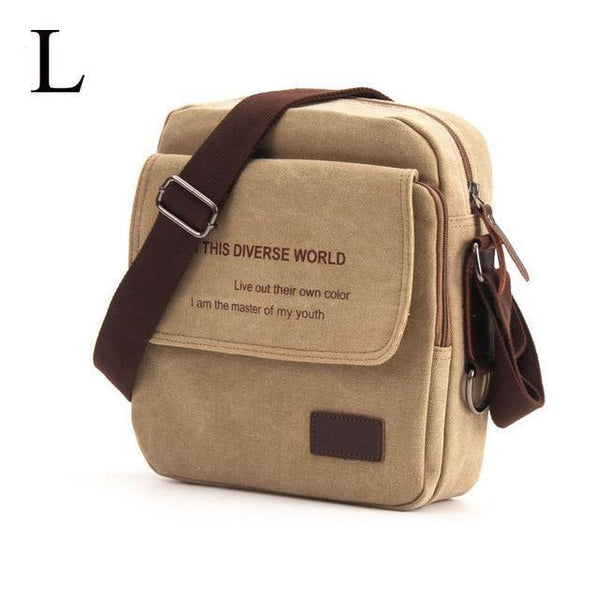 Planet Gates khaki-L Men Casual Messenger Bag High Quality Canvas Shoulder Bags For men Business Travel Crossbody Bag