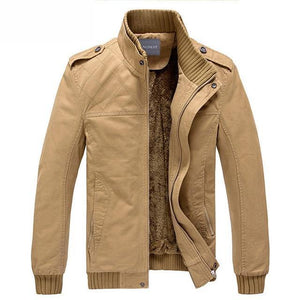 Planet Gates Khaki / M Men Jacket Plus Velvet Solid Color Top Quality Jacket Men Winter Warm Jacket Asian Size 3XL MWJ193