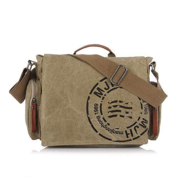 Planet Gates khaki Men Handbag Cotton Canvas Bag Version of Casual Fashion Shoulder Bags Messenger Bag Men