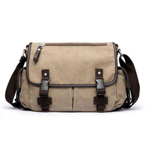 Planet Gates Khaki Men's Shoulder Bag Travel Crossbody Bags Causal Canvas Messenger Bag Patchwork Multi-function Laptop Handbag School Tote