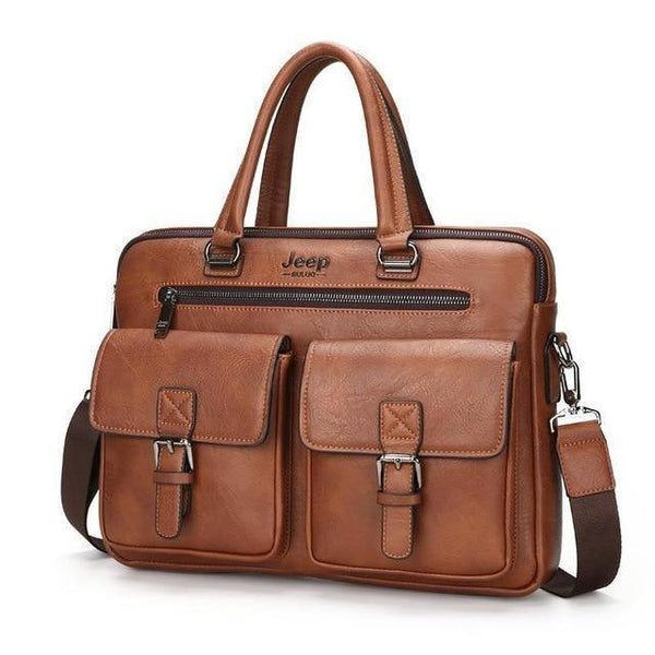 Planet Gates khaki New Men Split Leather Handbag Zipper Men Business Polyester Two Silt Pocket Soft Handle 14 Inches Briefcases Bags