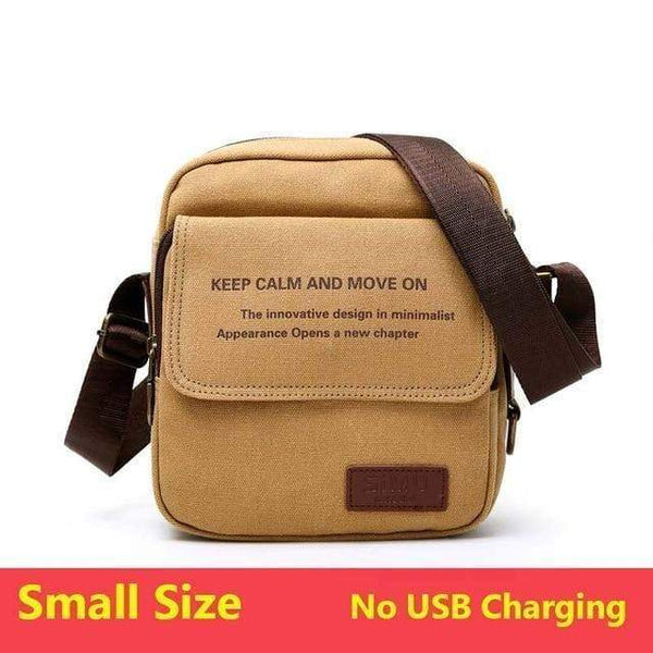 Planet Gates Khaki No USB Bag High Quality Men Canvas Shoulder Bag Casual Travel Men's Crossbody Bag Male Messenger Bags 3 Size