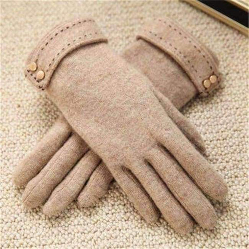 Planet Gates Khaki / One Size 2018 Autumn Winter Women Knitted Wool Gloves Touch Screen Leopard Solid Color Keep Warm Five Fingers Elegant Lady Glove T166