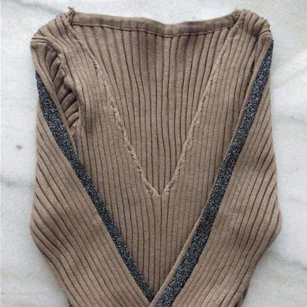 Planet Gates Khaki / One Size 2018 ladies dresses Autumn winter short dress jumper Casual stripe sweater knitted bodycon dress Women elegant pullover Vestidos