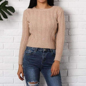 Planet Gates Khaki / One Size Sweaters Fashion 2018 Women Pullover Patterns Long Sleeve Jumpers Women Autumn Winter Knitwear Khaki White Blue