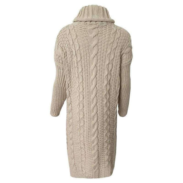 Planet Gates Khaki / One Size Thicken Knitted Pullovers Turtleneck Long Sweater For Women Autumn Winter Twist Knit Lady's Sweater 2018 Warm Pull Femme