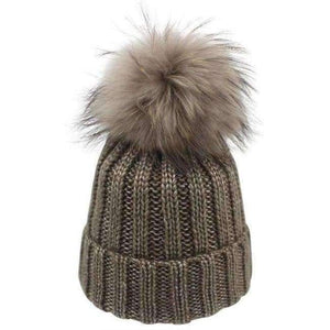 Planet Gates khaki pompom / Kids for 46-52cm 2018 Winter Blends Women Beanies Knit Hat Real Pompoms Fur Ball Beanie Gorro Solid Caps Casual Knit Crochet Bonnet Cap Hats
