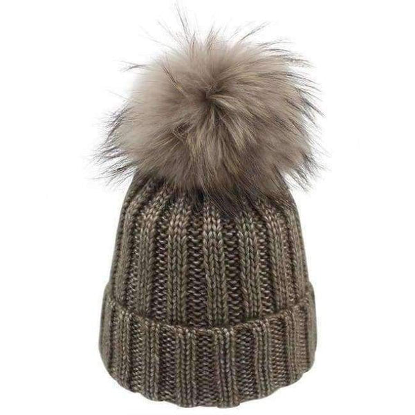 Planet Gates khaki pompom / Kids for 46-52cm 2018 Winter Blends Women Beanies Knit Hat Real Pompoms Fur Ball Beanie Gorro Solid Caps Casual Knit Crochet Bonnet Cap Hats