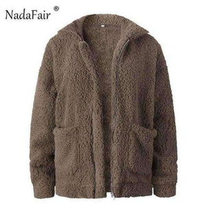 Planet Gates Khaki / S Fleece faux shearling jacket coat women autumn winter warm thick teddy coat female casual overcoat oversize outerwear