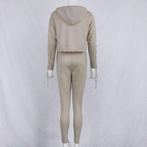 New Autumn Winter Two Pieces Set Women Workout Long Sleeve Suit Cotton Women Tracksuit Crop Top And Pants Set Lady